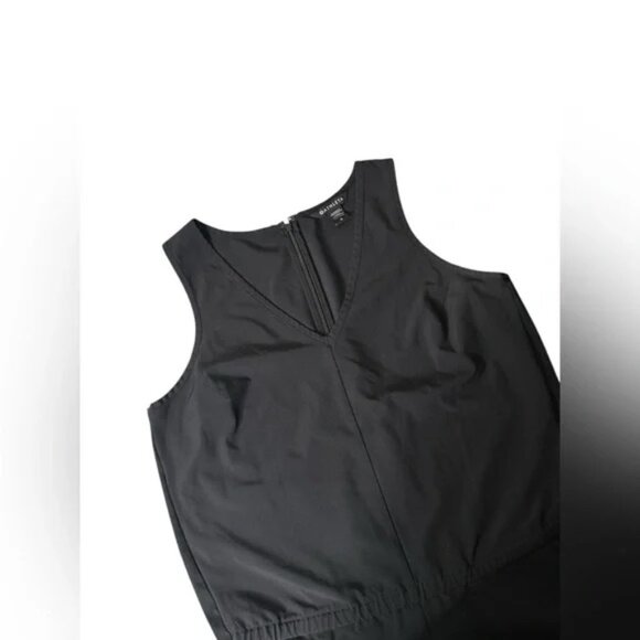 ATHLETA womens Brooklyn Jumpsuit size US 12 solid Black sleeveless V-neck - Picture 3 of 7